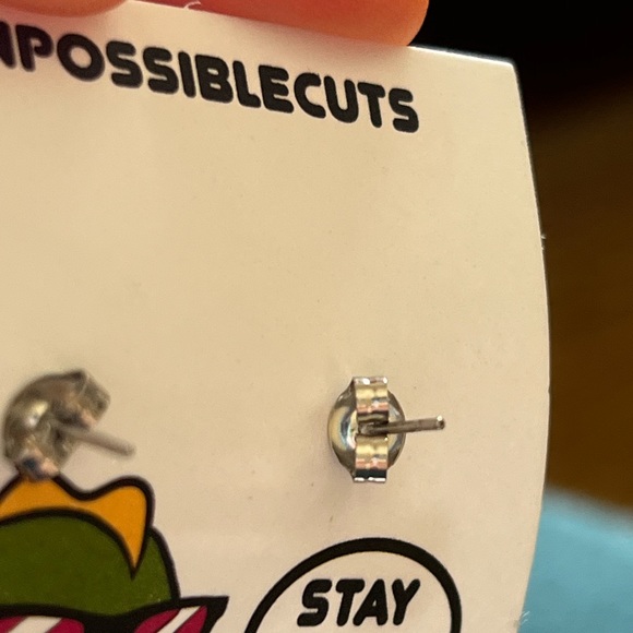 RBG stud earrings handmade from sustainable wood with surgical steel backs - Picture 5 of 5